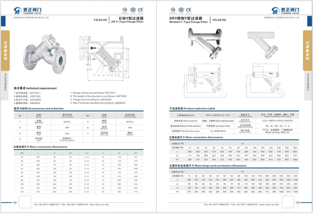 Stainless Steel SS304/SS316 Thread Type NPT, BSPT, Bsp Y-Strainer/Filter