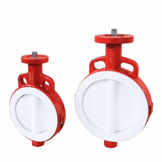 Valvola a farfalla a due fori completamente rivestita in PTFE PFA senza perno con operatore a leva